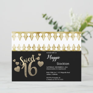 Invitación Glam Gold Sweet 16