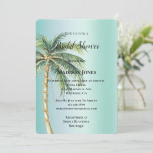 Invitación Glam Gold Tropical Palm Tree Bridal Shower