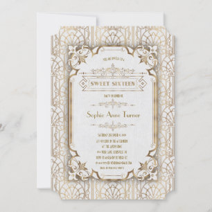 Invitación Glam Gold White Great Gatsby 20 Dulce Dieciséis
