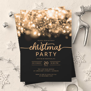 Invitación Glam Gold Winter Sparkling Company Xmas Fiesta