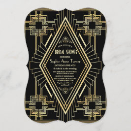 Invitación Glam Gold y Black Great Gatsby Bridal Shower