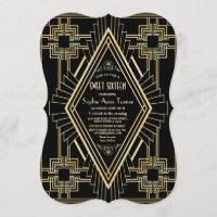 Glam Gold y Black Great Gatsby Sweet 16