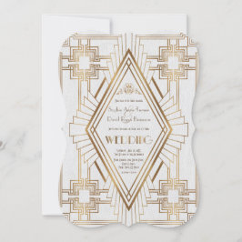 Invitación Glam Gold y White Great Gatsby Boda