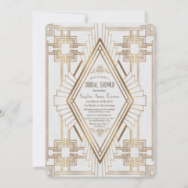 Invitación Glam Gold y White Great Gatsby Bridal Shower