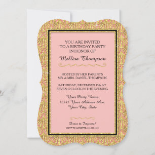 Invitación Glam Gran Estilo Gatsby, Fiesta de cumpleaños núme