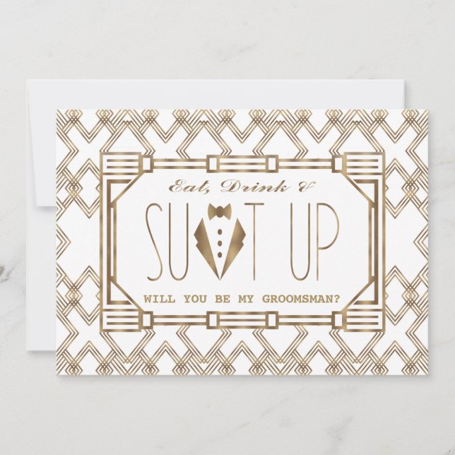 Invitación Glam Great Gatsby ¿SERÁS MI GRUPO? (Anverso)