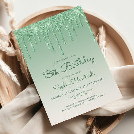 Invitación Glam Green 18th Birthday Party