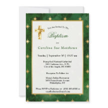 Glam Green Gold Stars Baptism