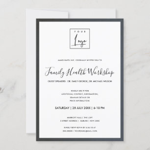 INVITACIÓN GLAM GRIS AZUL SEDOSO TALLER DE LOGOTIPO EVENTO DE