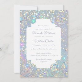 Invitación Glam Holographic Purpurina Boda moderno