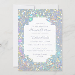 Invitación Glam Holographic Purpurina Boda moderno
