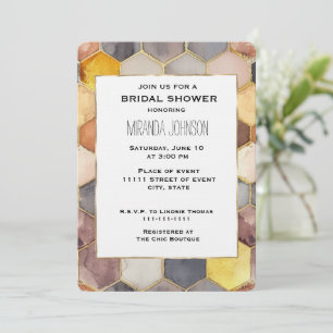Invitación Glam Honey Comb Rubor Champagne Bridal Shower