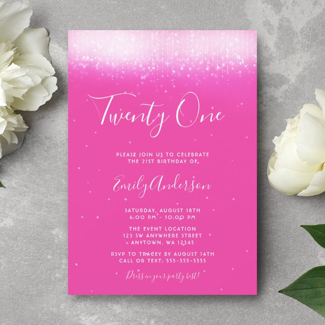 Invitación Glam Hot Pink 21 cumpleaños (Subido por el creador)