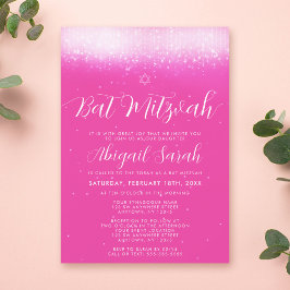 Invitación Glam Hot Pink Bat Mitzvah