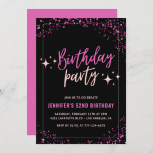 Invitación Glam, la fiesta de cumpleaños 52 del Purpurina neg