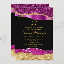 Invitación Glam Lágrimas de morado y oro Fiesta de cumpleaños