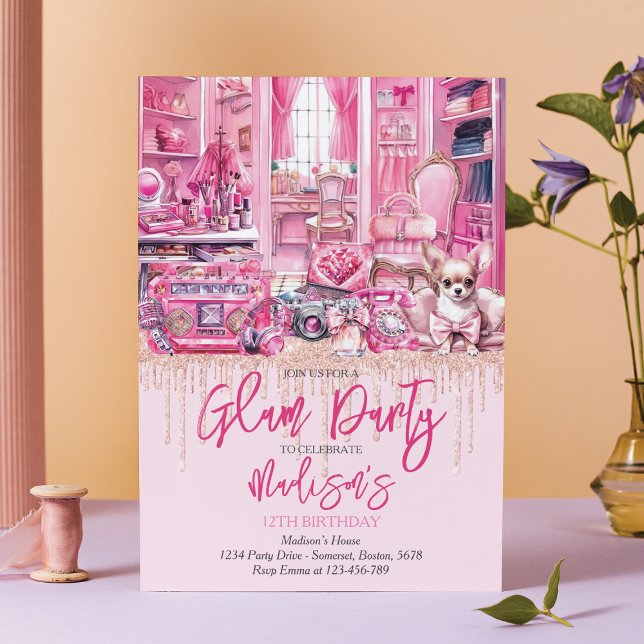 Invitación Glam Makeup Chica Partido de Cumpleaños (Subido por el creador)