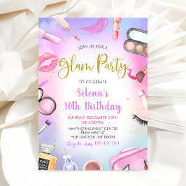 Invitación Glam Makeup Partido de Cumpleaños Rubor Fiesta de 