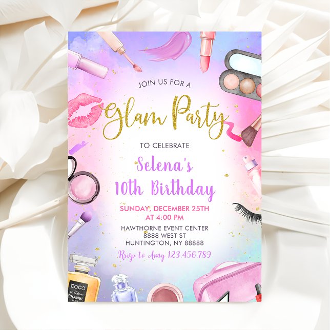 Invitación Glam Makeup Partido de Cumpleaños Rubor Fiesta de  (Subido por el creador)