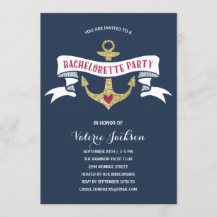 Invitación Glam Nautical Bachelorette Party