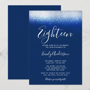 Invitación Glam Navy Blue 18 cumpleaños