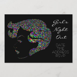 Invitación Glam neon Chica Noche fuera Fiesta