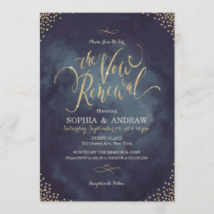 Invitación Glam night gold calligraphy renovación de la prome
