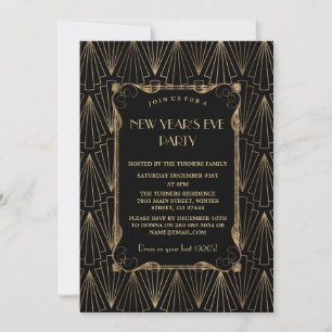 Invitación Glam Old Hollywood Great Gatsby New Year Fiesta