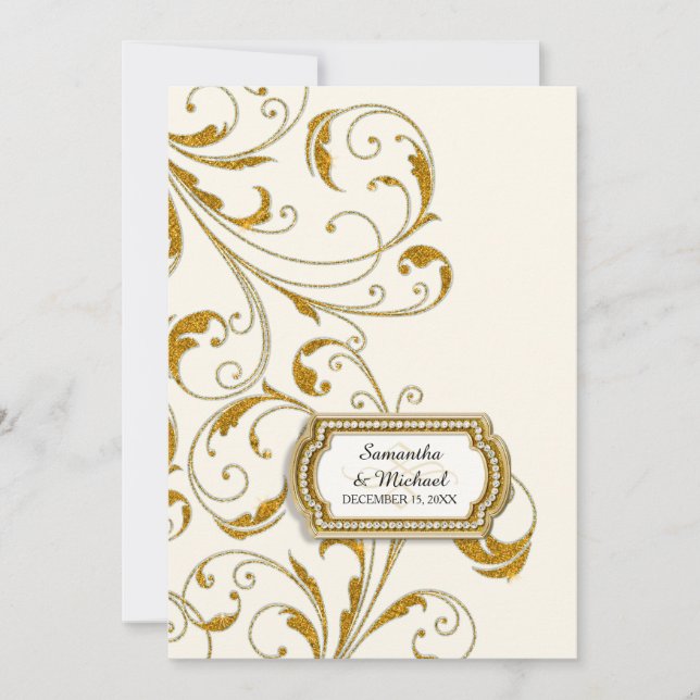 Invitación Glam Old Hollywood Regency Black Tie Event Style (Anverso)