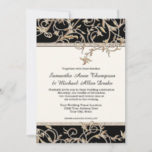 Invitación Glam Old Hollywood Regency Black Tie Formal Event