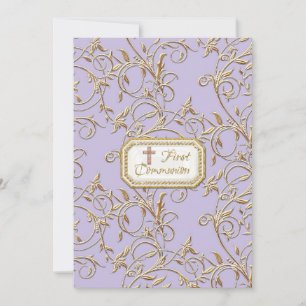 Invitación Glam Old Hollywood Regency Cruz Primera Comunión