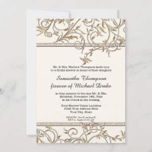 Invitación Glam Old Hollywood Regency Gold Bridal Shower