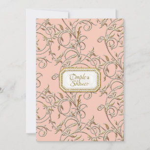 Invitación Glam Old Hollywood Regency Rosa Ducha de Parejas