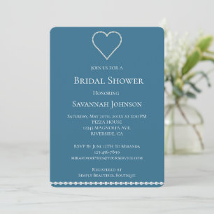Invitación Glam Pearls Jewel Blue Bridal Shower