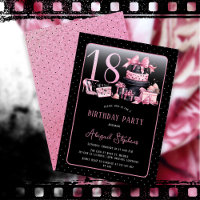 Glam Pink Black Fashion 18th Birthday Party