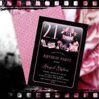 Glam Pink Black Fashion 21st Birthday Fiesta