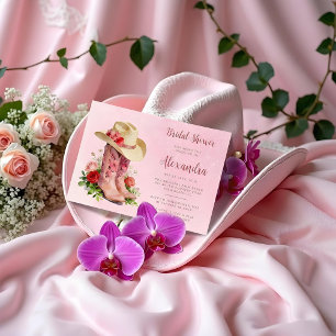 Invitación Glam Pink Cowgirl Boots Bridal Shower