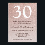 Invitación Glam Pink Rose Gold Purpurina Sparkle 30 cumpleaño<br><div class="desc">Celebre su celebración de cumpleaños con esta invitación a la tarjeta de cumpleaños de Glam Stylish Pink Rose Gold Purpurina Sparkle.</div>