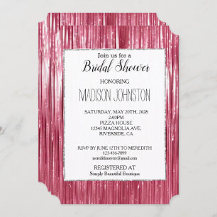Invitación Glam Pink Sparkle Stripes Bripes Shower