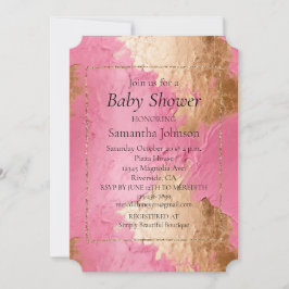 Invitación Glam Pink y Gold Baby Shower