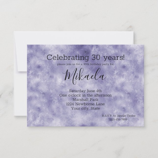Invitación Glam Purple (Anverso)