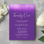 Invitación Glam Purple 21st Birthday<br><div class="desc">¡Esta moderna invitación de 21 años está diseñada para impresionar! El chisme de imitación de moda ilumina un fondo morado con una fuente de escritura moderna.</div>