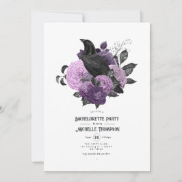 Invitación Glam Purple Raven Gothic Bachelorette Party