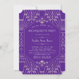Invitación Glam Purple Silver Great Gatsby Bachelorette