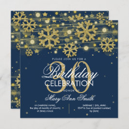 Invitación Glam, Purpurina de invierno azul de la Marina de O