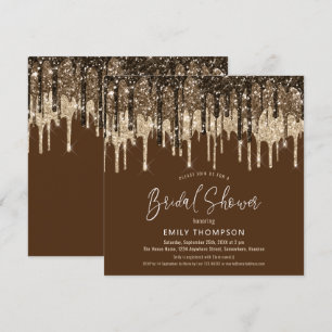Invitación Glam Purpurina gotea ducha de novia con guión marr