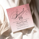 Invitación Glam Purpurina rosa claro dulce 16 cuadrado<br><div class="desc">Esta hermosa invitación presenta un falso purpurina oscuro y su texto personalizado. Utilice el formulario de plantilla para agregar su información. Cambie el tipo de letra o agregue más texto mediante la función Personalizar.</div>