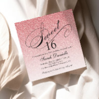 Glam Purpurina rosa claro dulce 16 cuadrado