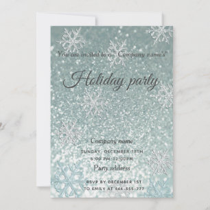 Invitación Glam purpurinoso de copo de nieve fiesta de vacaci