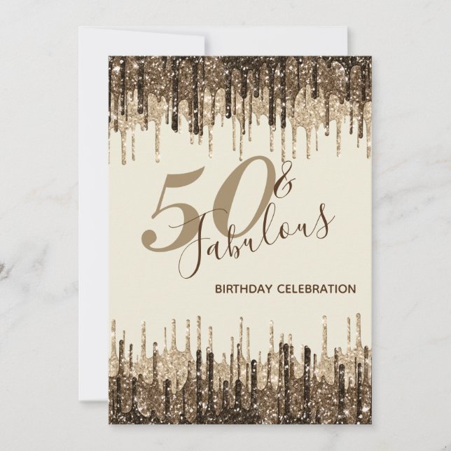 Invitación Glam Purpurinoso Spark 50 y fabulosa fiesta de cum (Anverso)